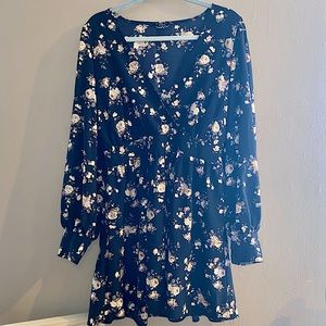 Black floral long sleeve dress